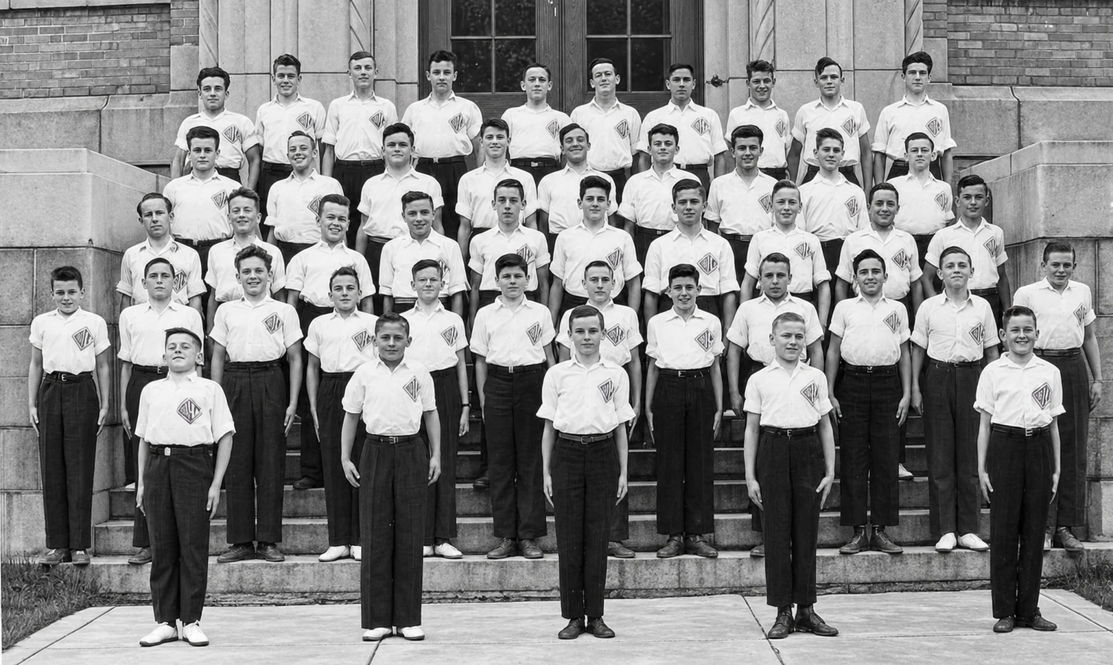 In tenuta da ginnastica nel 1946–47